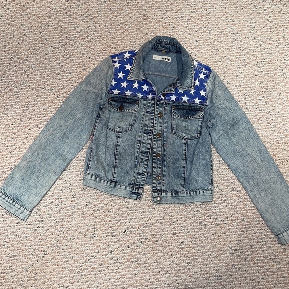 TOPSHOP American Flag printed DENIM jacket - Picture 2 of 7
